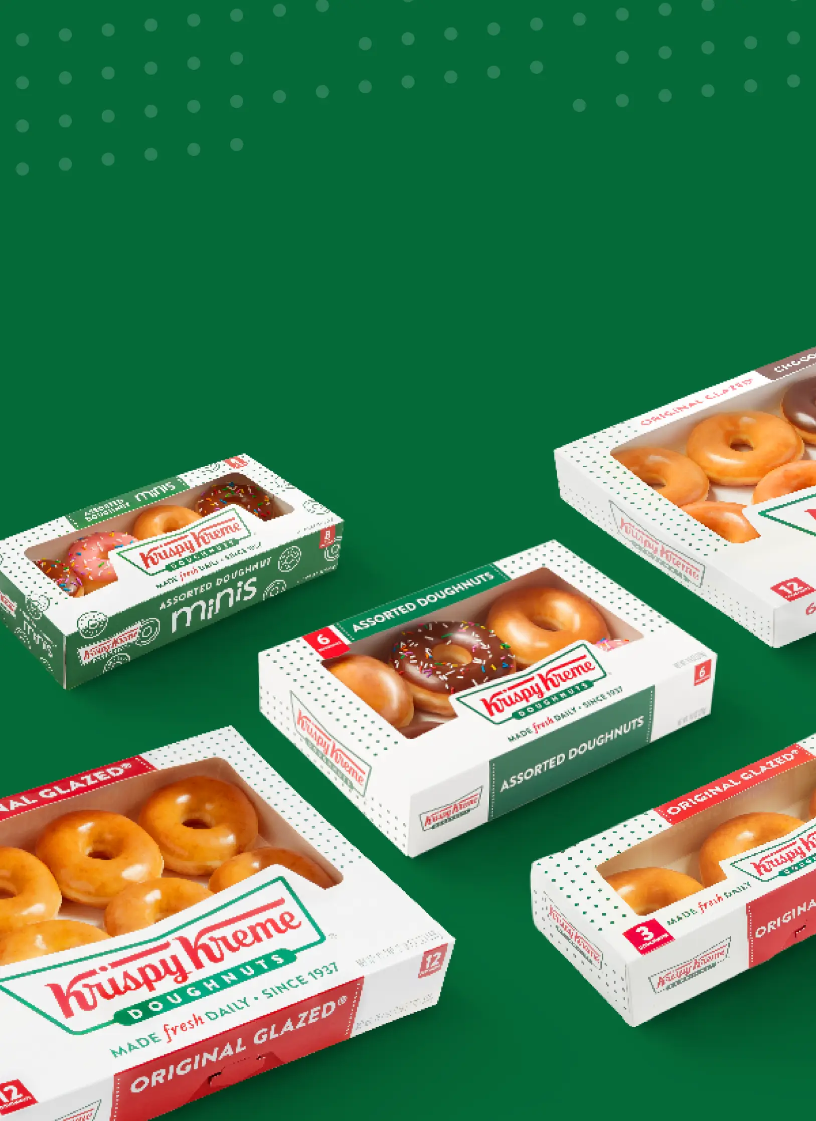 Delivered fresh daily Krispy Kreme