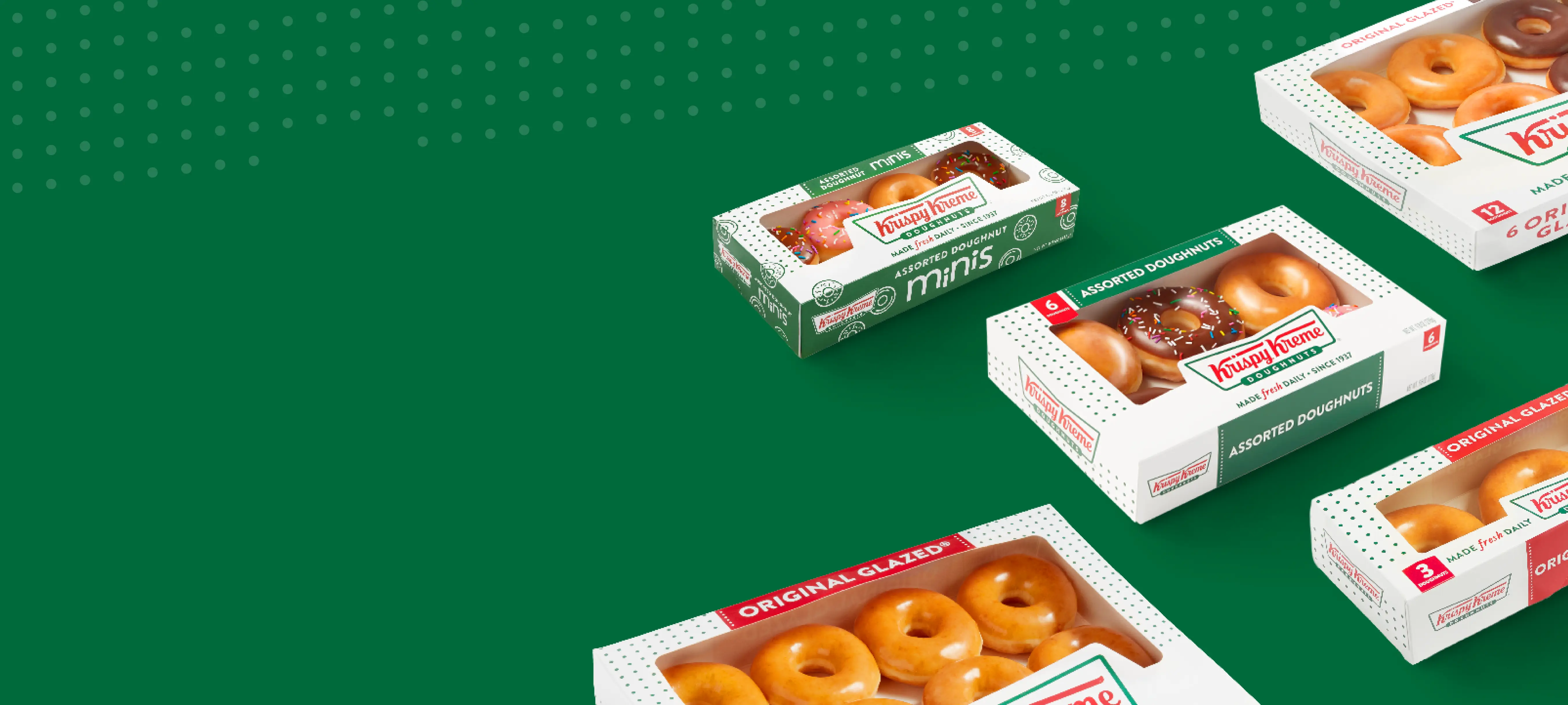 Delivered fresh daily Krispy Kreme